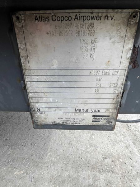 Kompresor mobliny Atlas Copco XAS 97 - 2011 r z osuszaczem - Photo 2