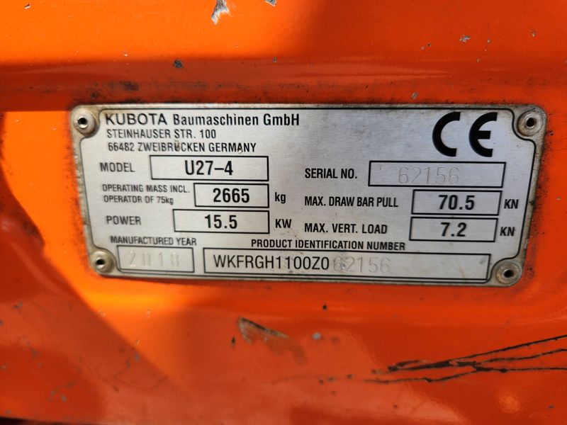 Koparka Kubota U27-4 - 2018 r - 2135 Mth - Photo 5