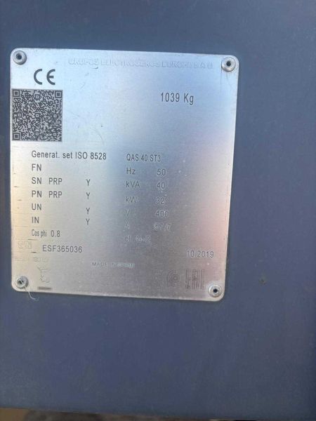 Agregat prądotwórczy Atlas Copco QAS40 -2019r -3400 mth - Thumbnail 4