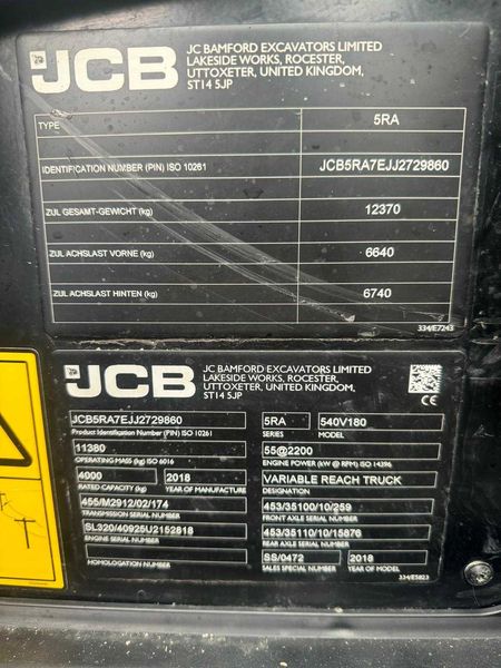 Ładowarka JCB 540 180  z 2018 r 1090 MTH - Thumbnail 2