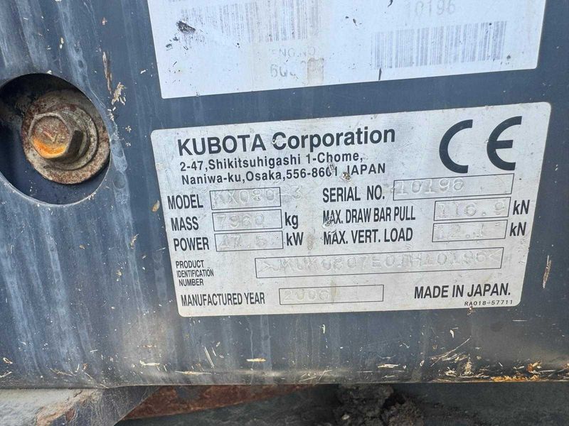 Koparka Kubota  KX080-3  - 2006r - 5700 Mth - Thumbnail 3